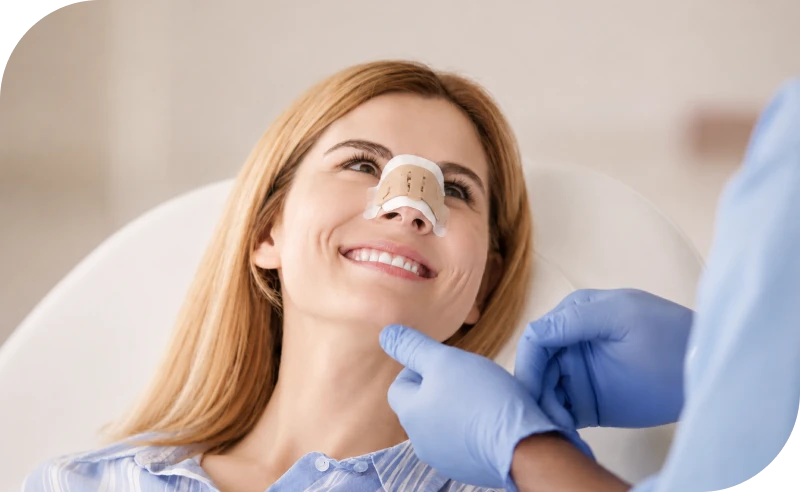 Attelle nasale portée dans les jours suivant une rhinoplastie